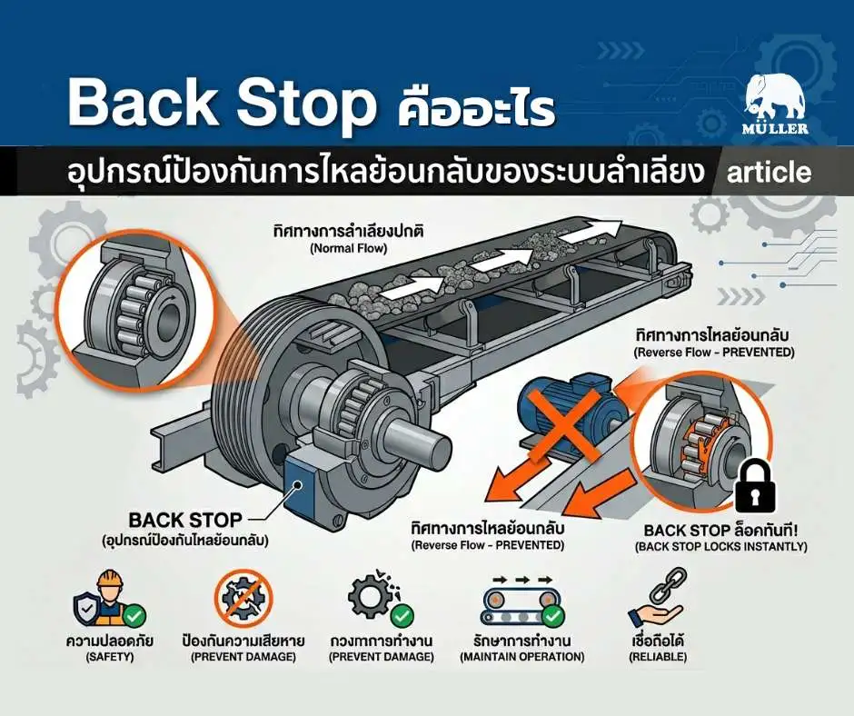 Back Stop อุปกรณ์ป้องกันการไหลย้อนกลับของระบบลำเลียงลำเลียง article